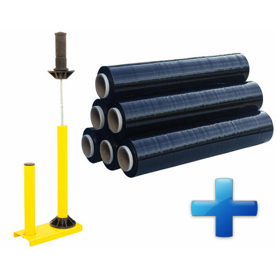 1-PACK Handstretchfolie Sparset 6 Rollen - schwarz